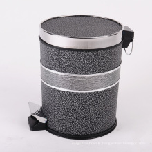 Chine Silver Clouds Leatherette Covered Dustbin with Silver Band (A12-1901J)